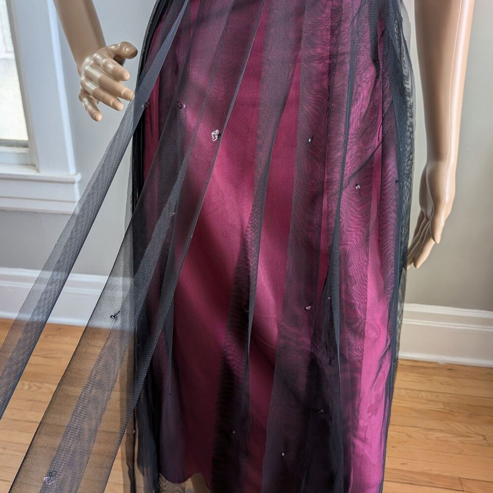 Vintage Y2K Charlotte Russe Black Midi Dress Sequin Beaded Gothic Fairycore M - Picture 6 of 16